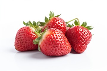 Group of Fresh Strawberries on White background Isolated
