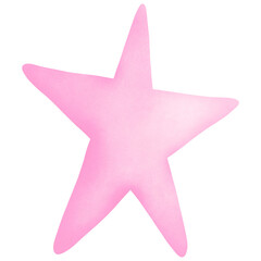 Pink Star Watercolor Hand Draw
