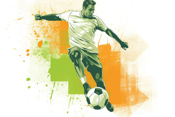 isolated player soccer running with the ball in vector format