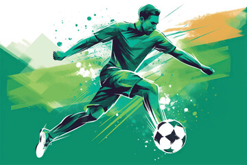 isolated player soccer running with the ball in vector format