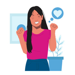 woman feeling excited in flat illustration