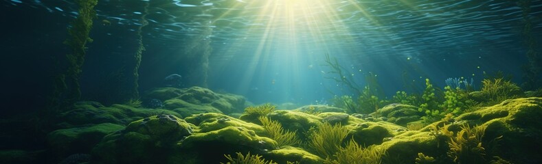 Underwater landscape with coral reef and tropical fish. 3d render with AI-Generated Images