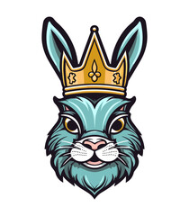 rabbit wearing a crown mascot logo vector clip art illustration
