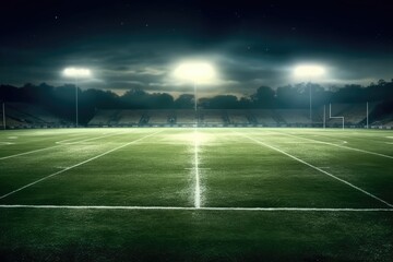 Football field. Dramatic sky