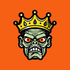 zombie head wearing a crownvector clip art illustration