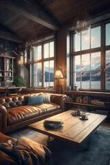 A cozy Norwegian cabin. Generative AI