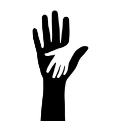 Obraz premium Helping hands silhouette vector isolated on white background.