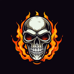 flaming skull vector clip art illustration