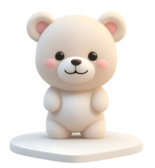 Cute BEAR, tiny, little, 3d illustration. and transparent background. 