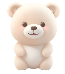 Cute BEAR, tiny, little, 3d illustration. and transparent background. 