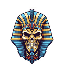 Egyptian Golden skull pharoh vector clip art illustration