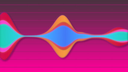 Glowing audio equalizer animated bg. Fantasy dreamlike digital audio simulation waveform. Sound music visual vj graphic. Horizontal laser show sound vibrations.BG for a podcast.