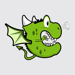 Letter C green dragon cartoon