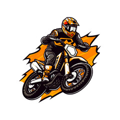 Motocross logo riders in motor vector clip art illustration