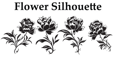 Black and white silhouette Flower vector illustration