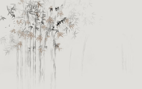 Fototapeta Watercolor bamboo in a gray fog