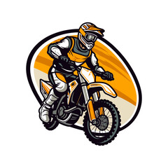 Motocross logo riders in motor vector clip art illustration