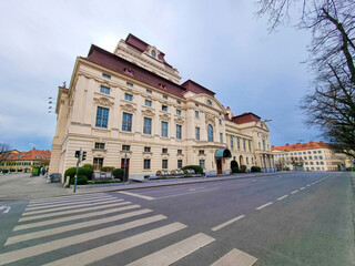 Exterior of Opera House building in the city center of Graz, Steiermark region, Austria