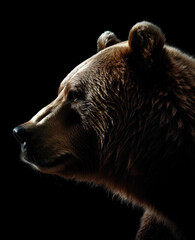 Obraz premium Brown bear profile portrait - Generative AI