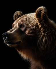 Brown bear profile portrait - Generative AI