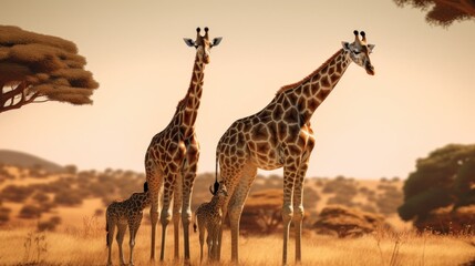 giraffe at sunset