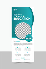 Kids School Admission Rollup Banner Design, Education Template.