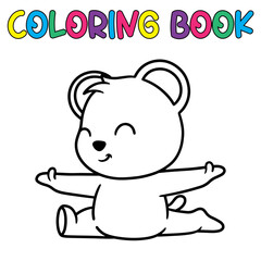 Coloring book cute animal for education cute panda black and white illustration