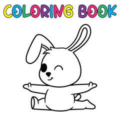 Coloring book cute animal for education cute bunny black and white illustration