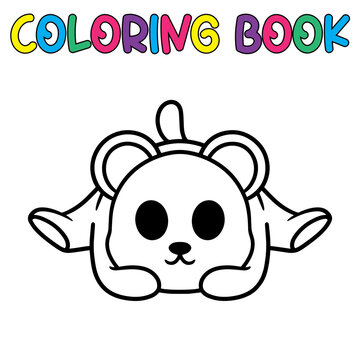 Coloring book cute animal for education cute panda black and white illustration