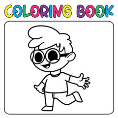 Vector coloring book animal activity. Coloring book cute animal for education cute kid black and white illustration