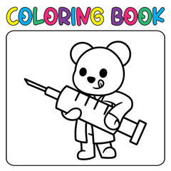 vector hand-drawn kawaii panda bear coloring book illustration