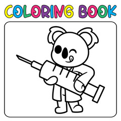 vector hand-drawn kawaii koala bear coloring book illustration