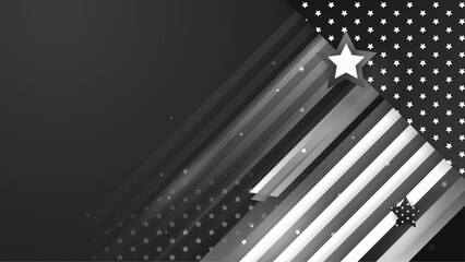 4th of July, American Independence Day. United States national flag abstract grayscale geometric vector banner