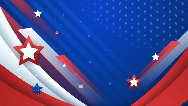 Vector usa independence day abstract background with elements of american flag in blue colors