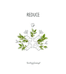 Protect the World from pollution concept. 
Hand drawn cartoon sketch sign reduce. Sustainable lifestyle. Zero waste Concept. Transparent png.
