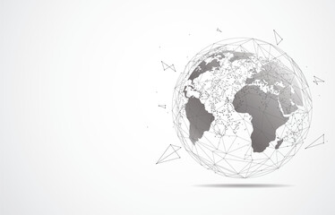Global network connection. World map point and line composition concept of global business. Vector Illustration