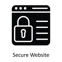 Secure Website Vector  solid Icon Design illustration. Cyber security  Symbol on White background EPS 10 File
