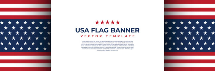 America banner design vector, USA flag background template for celebrate national day, 4th of july, memorial day event