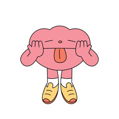 Cute shape character. A cloud-shaped figure is teasing while making fun of it.