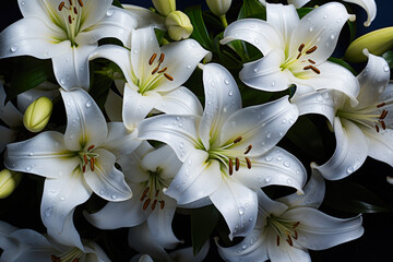 Lily Flowers Wallpaper Closeup Vegetation Background Created Using Artificial Intelligence