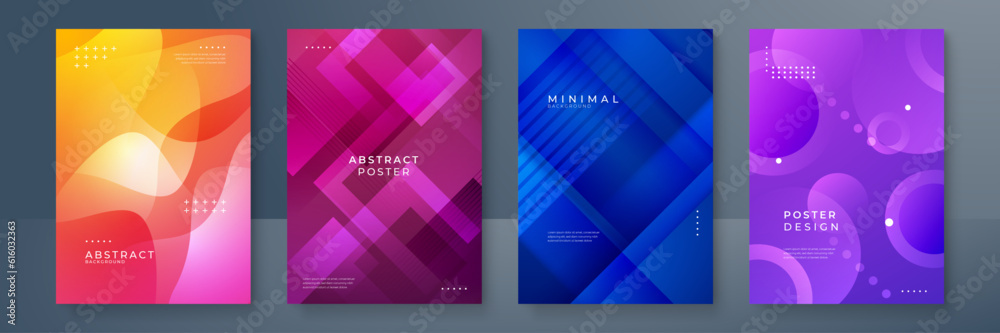 Wall mural modern abstract covers set, minimal covers design. colorful geometric background, vector illustratio