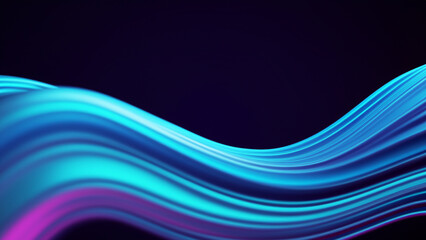 Abstract fluid render holographic iridescent neon curved wave in motion dark background