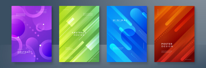 Abstract gradient colorful background vector set. Minimalist style cover template with vibrant geometric shapes collection. Ideal design for social media, poster, cover, banner, flyer.