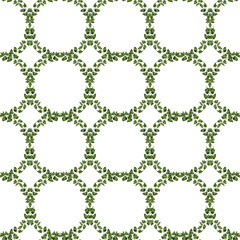 Hand drawn watercolor seamless pattern of green ruscus branches with leaves for wedding, birthday, greeting card, menu, banner, border, stickers. Elements isolated on a white background.