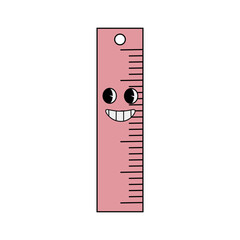 Funny groovy retro clipart ruler. Rule character in 70s cartoon style. Vector illustration isolated on white background