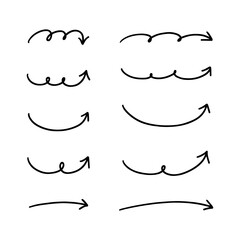 ペンの手書きの矢印セット_黒