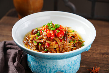 Stir-fried spicy pig intestines, Hunan food, Chinese cuisine