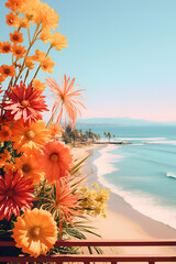 Fototapeta na wymiar beach with flowers