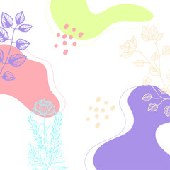 Background with minimal hand drawn flower elements in line art style.