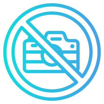 No camera icon in gradient line style, use for website mobile app presentation